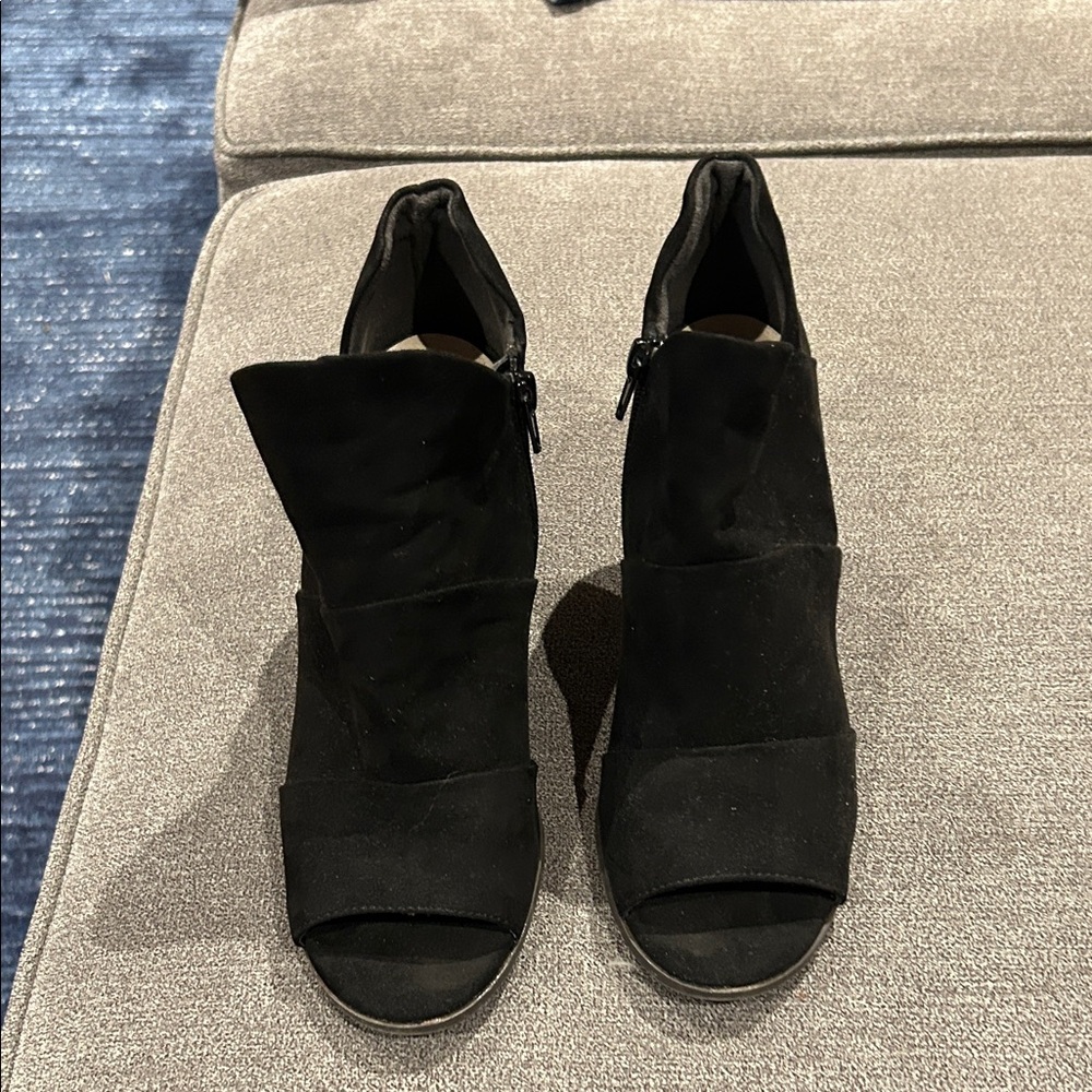 Fergalicious Black Peep-Toe Ankle Booties